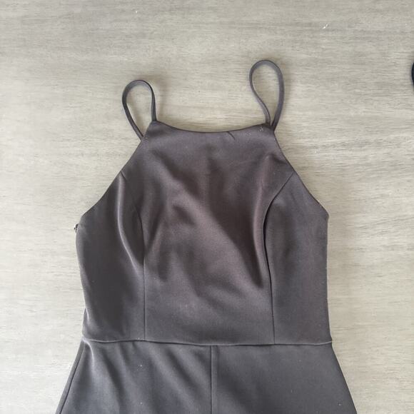 Black Cross Cross Spaghetti Strap Wide Leg Women's Jumpsuit Size S Y2K Club - Picture 7 of 11